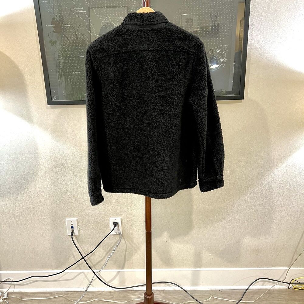 Nudie Jeans - Sten Recycled Fleece Teddy Jacket Small - Black View 2